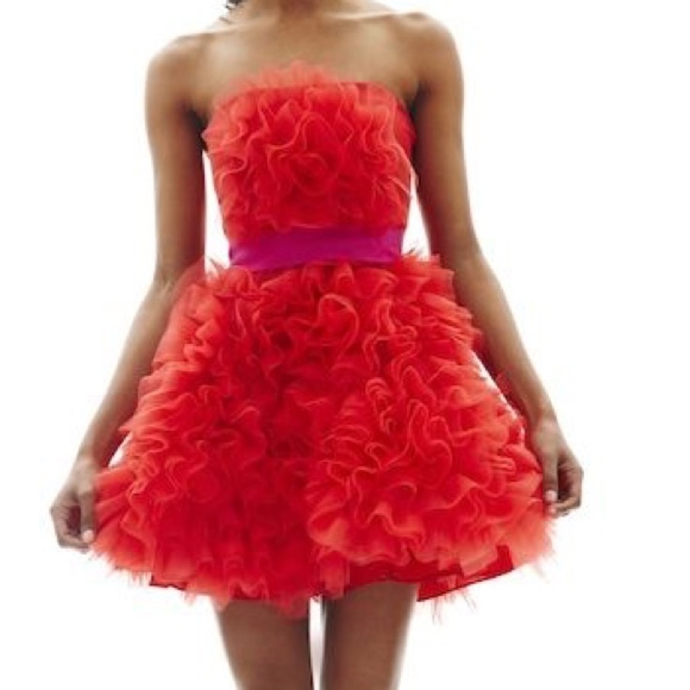 Pearl by Marchesa Red Organza Rosette dress!